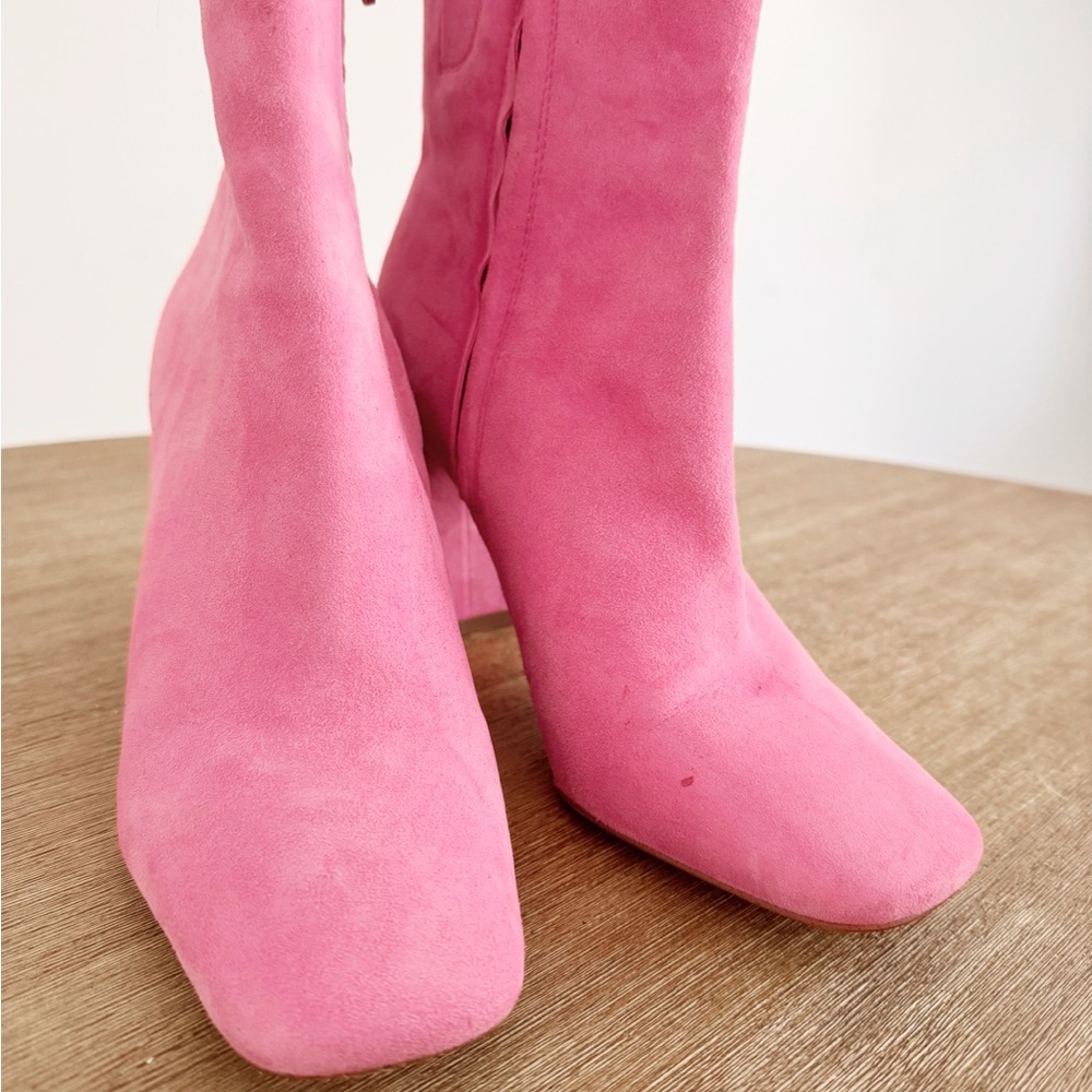Sam Edelman Women's Pink Suede Block Heel Ankle Booties size 7 - Picture 2 of 7